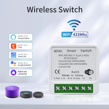 Công tắc thông minh Axus Công tắc đèn WiFi thông minh Điều khiển không dây RF 433 MHz Tương thích với Ứng dụng Tuya Life Hoạt động với công tắc không dây Alexa Công tắc thông minh Công tắc không dây c