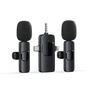  Mic cài áo không dây 3 trong 1 cho iPhone, Android, máy ảnh USB-C với giảm tiếng ồn.