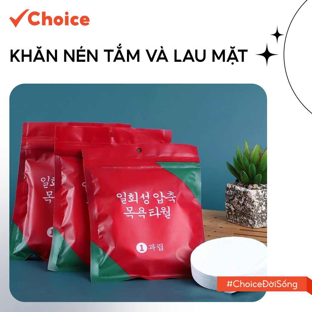 [Choice] Khăn Nén Tắm Size To Và Lau Mặt Size Nhỏ, Mang Đi Du Lịch Tiện Lợi