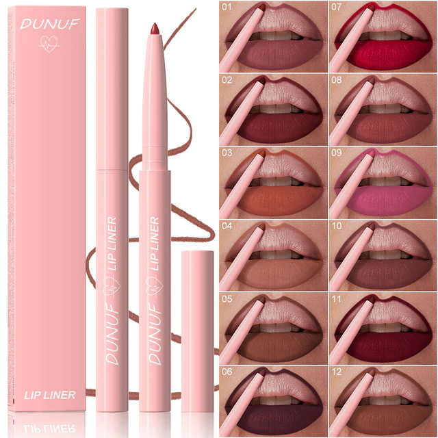 DUNUF 1 thỏi Chì kẻ môi lì, Son bóng, Son môi chống nước, không dính cốc, dễ lên màu, chống mồ hôi