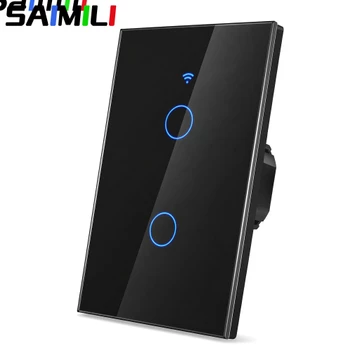Công tắc thông minh Saimili Công tắc đèn thông minh WiFi cho Tuya 2 Gang Bảng điều khiển cảm ứng Tương thích với Alexa Home Lịch trình công tắc không dây công tắc không dây cho đèn