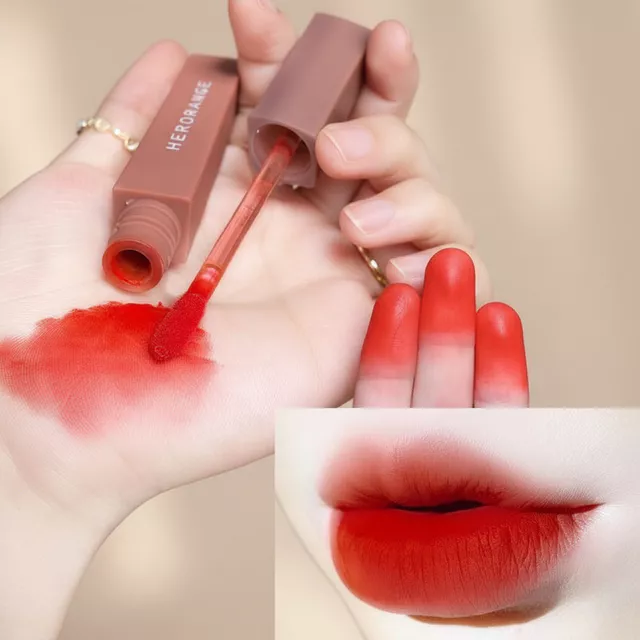 HERORANGE bùn môi, lì không thấm nước, màu cam gạch, hiệu ứng nhung, lâu trôi, không dính