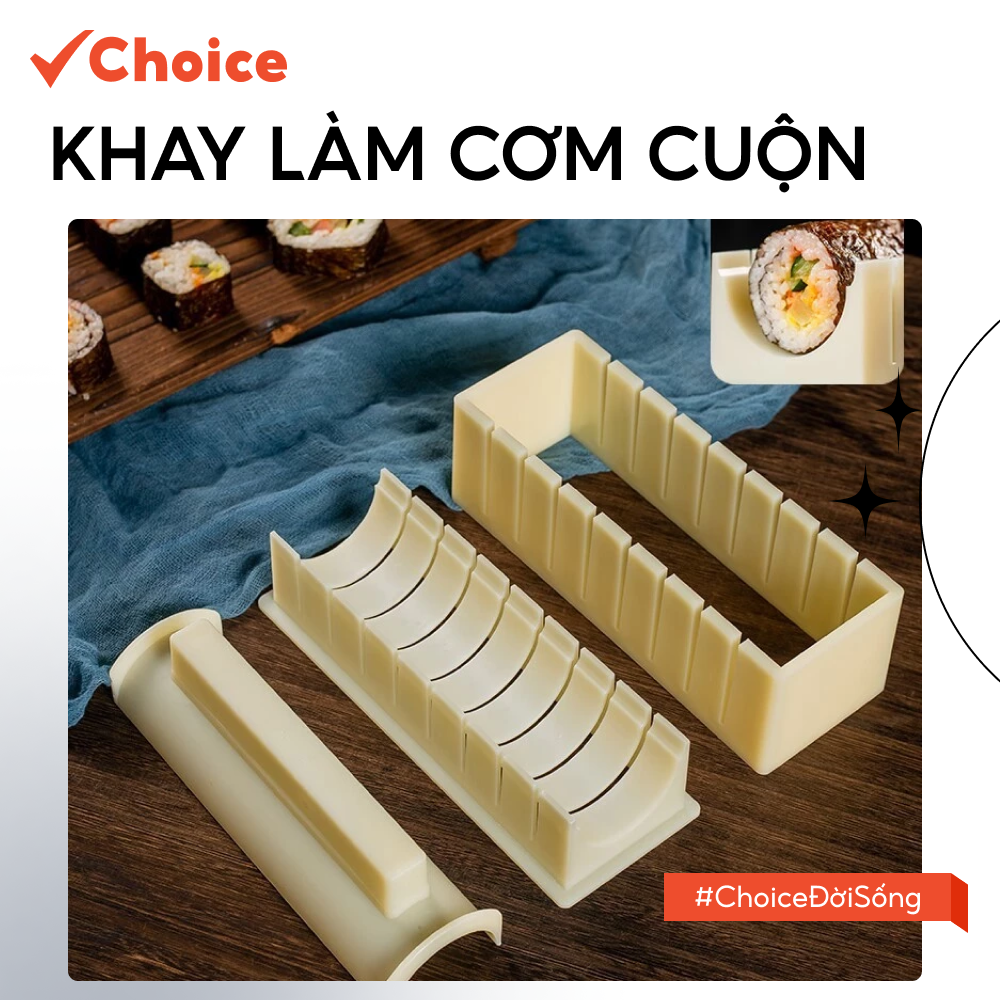 [Choice] Khay Làm Cơm Cuộn Tạo Hình Tròn LS1-2906-43 Chất Liệu Nhựa PP,  Nhanh Chóng Tiện Lợi