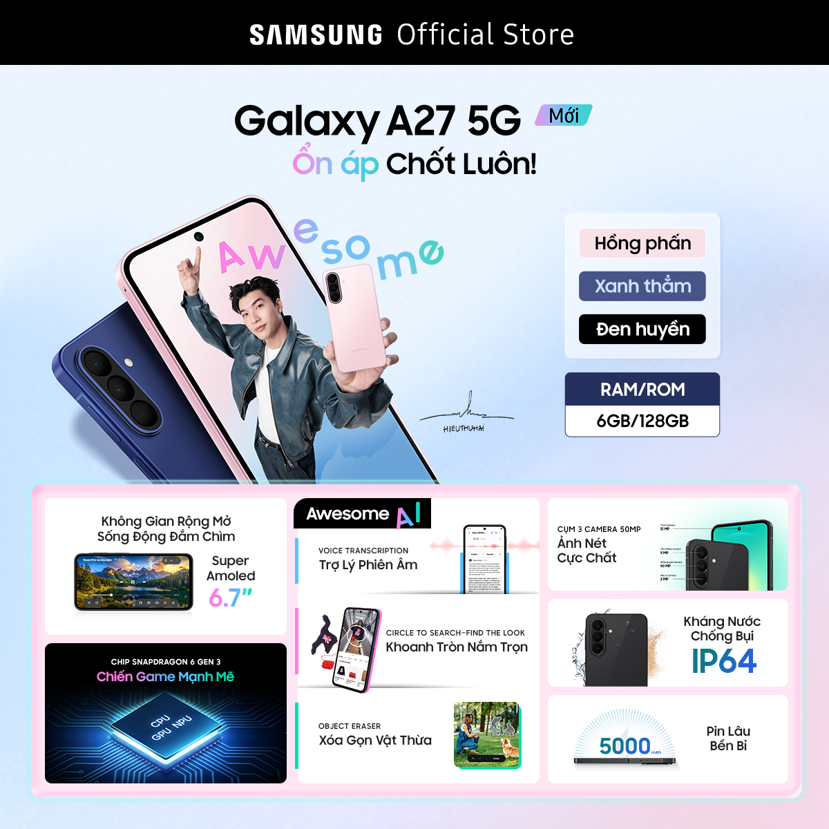 Điện Thoại Samsung Galaxy A27 5G 6GB/128GB x Charger 25W x Buds Core