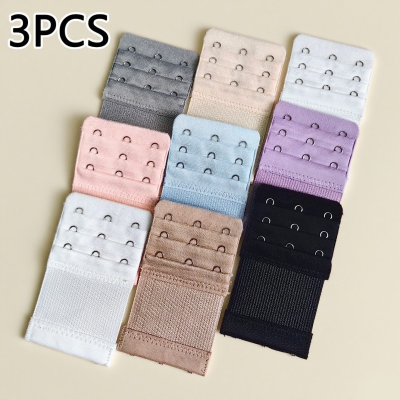  Bộ mở rộng áo ngực nhiều màu - Khóa móc 3 hàng 3 móc, khóa điều chỉnh chiều dài bằng thép không gỉ 3 cái
