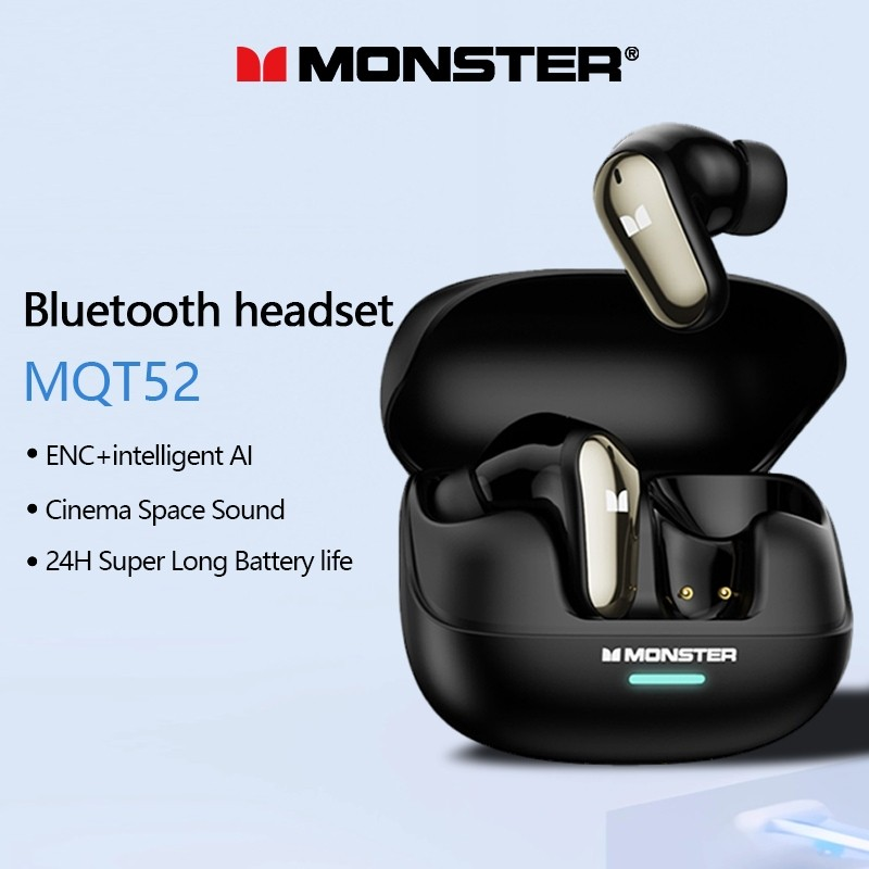 Tai nghe Monster MQT52 Tai nghe chơi game Tai nghe chơi game Bluetooth không dây 5.4 HiFi Stereo nhạc gọi khử tiếng ồn có Mic Sử dụng hàng ngày