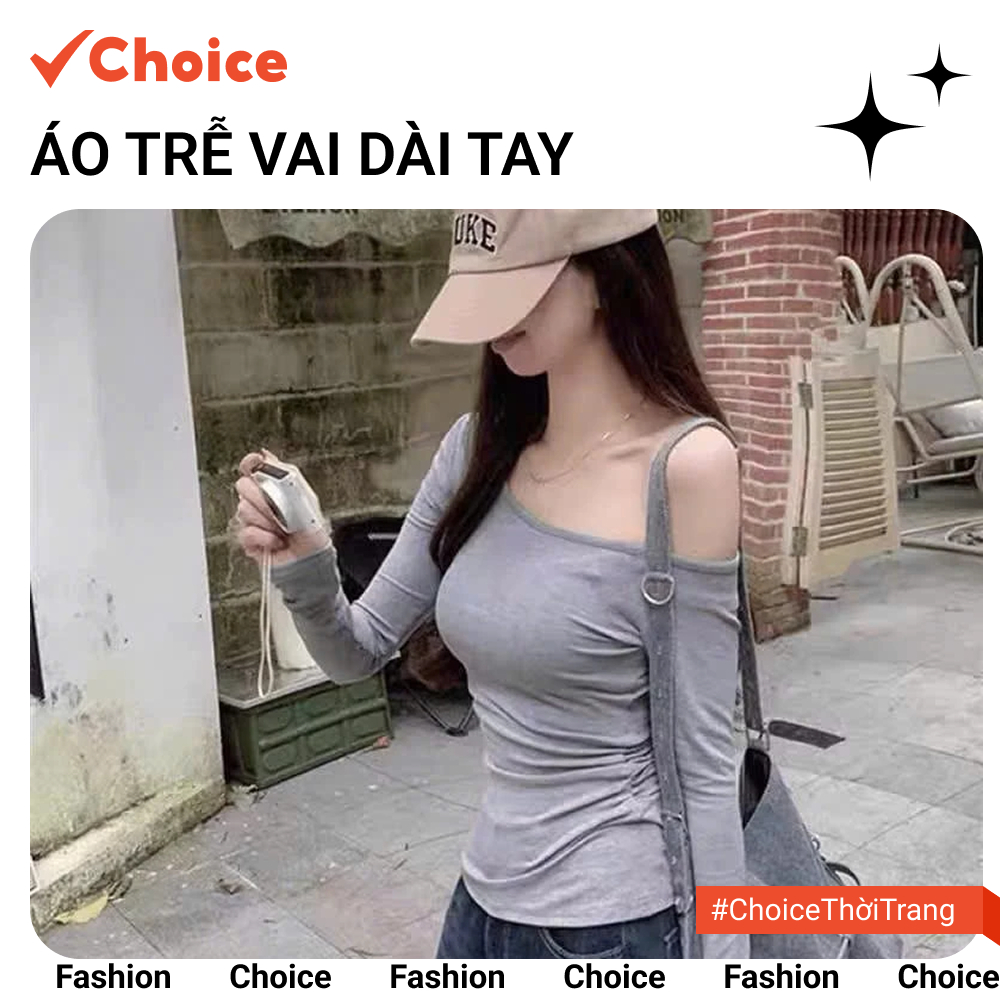 [Choice] Áo Trễ Vai Dài Tay Nữ FA1-0018-105 Form Ôm Body Quyến Rũ NH203 Dầy Dặn Mềm Mại Co Dãn
