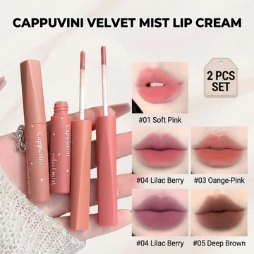 Kem Mousse Môi & Má CAPPUVINI, Kem Bùn Mịn Màng, Màu Tùy Chỉnh, Lâu Trôi, Giá Hợp Lý, Son Môi Trang Điểm Hàng Ngày