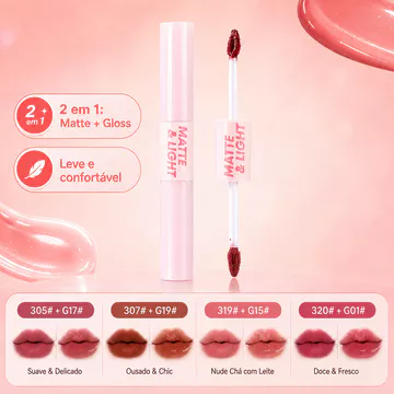 【Mua 1 Tặng 1】MANSLY Son bùn 2 trong 1 hai đầu & Son bóng, kem lì mịn như nhung, Son bóng bóng, Trang điểm môi lâu trôi