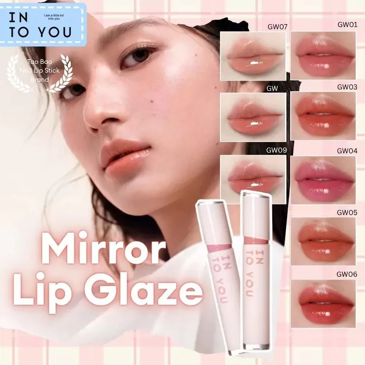 INTO YOU Son Bóng Môi Lì Mirror Shine, Dưỡng Ẩm, Bền Màu, Hiệu Ứng Gương