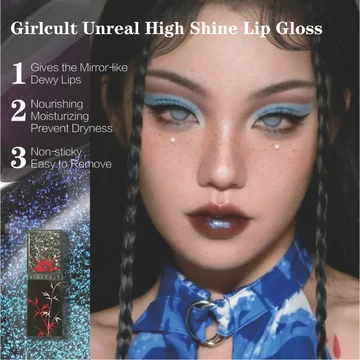 GIRLCULT Son Bóng Ánh Nhũ Đa Sắc, Hiệu Ứng Kim Loại, Lấp Lánh Vảy Xanh Ngọc, Trang Điểm Môi Phong Cách Cyberpunk