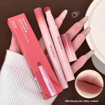 SHAQINUO Kem Son Lì Nhung, Son Tint Sương Mù, Son Bùn Nude Tự Nhiên Nhạt, Tăng Cường Độ Sáng Hàng Ngày