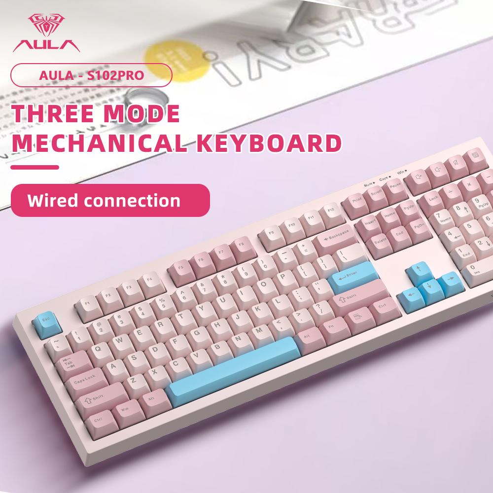 Bàn phím cơ màng Aula S102 đầy đủ số 100% | Bàn phím êm cho văn phòng/PC chơi game | USB-C có dây, đèn RGB, cấu trúc silicon kem, chân đế công thái học | BigBuy360 - bigbuy360.vn