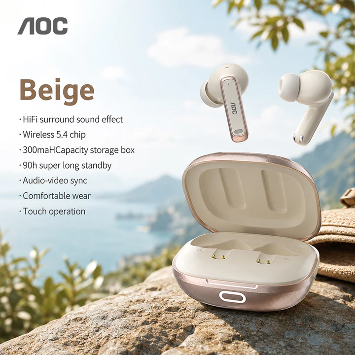 Tai nghe AOC ACT4611 Tai nghe nhét tai Tai nghe nhét tai Cập nhật 5.4 Chip Bluetooth Âm thanh âm trầm trong suốt Chống rò rỉ âm thanh Siêu thoải mái Nghe dài Không mệt mỏi Tai nghe đa phương tiện Tai 