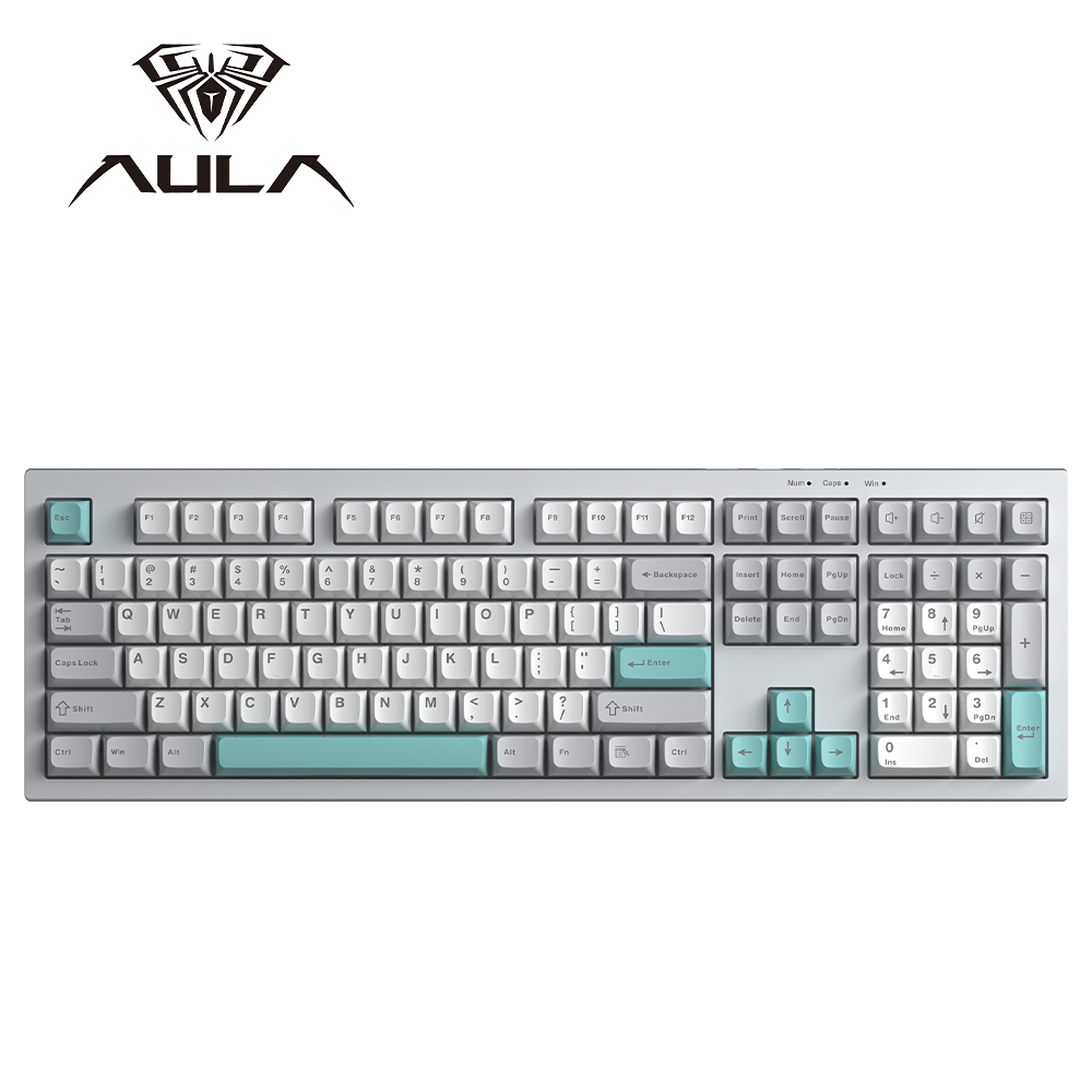 Bàn phím cơ màng Aula S102 đầy đủ số 100% | Bàn phím êm cho văn phòng/PC chơi game | USB-C có dây, đèn RGB, cấu trúc silicon kem, chân đế công thái học | BigBuy360 - bigbuy360.vn