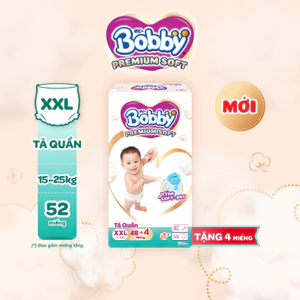 Tã Quần Bobby Premium Soft XXL48+4 - Tặng miếng ngẫu nhiên
