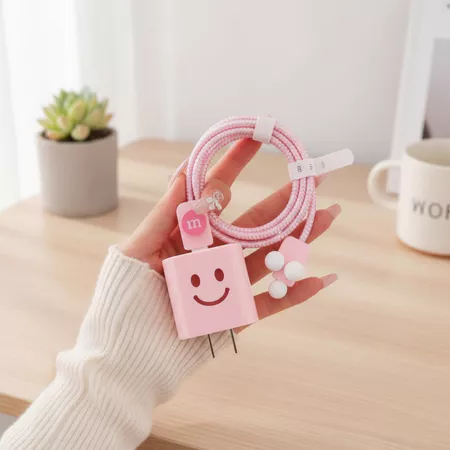 5 IN1 Bộ bảo vệ dây sạc hoạt hình 3D dễ thương, vỏ bọc cáp sạc nhanh, chất liệu TPU mềm cho sạc 18/20W, phù hợp cho iPhone 11/iPhone 12/iPhone 13 Pro Max/iPhone 14 Pro Max/iPhone 14 Plus/iPhone 11 Pro
