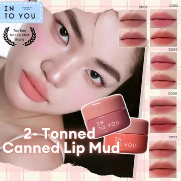 Mua 1 Tặng 1 Bộ 2 thỏi INTO YOU Son bùn 2 trong 1 dạng hũ kèm cọ, son kem lì mịn, có thể phối 2 màu cho môi và má gradient