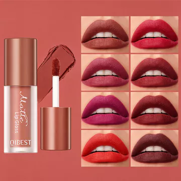 QIBEST 1 thỏi son kem lì Velvet Liquid Lipstick, công thức chống lem, không khô, mờ mịn, lâu trôi, không dính, chống nước, lên màu chuẩn, phù hợp trang điểm hàng ngày