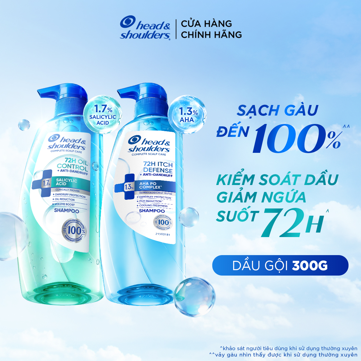 [MỚI] Dầu Gội HEAD & SHOULDERS 72 GIỜ Kiềm Dầu/ Giảm Ngứa Da Đầu Và Làm Sạch Gàu Vượt Trội - Chai 300g | BigBuy360 - bigbuy360.vn