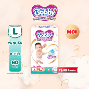 Tã Quần Bobby Premium Soft L56+4 - Tặng miếng ngẫu nhiên