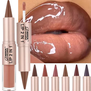 Bút Kẻ Môi Hai Trong Một Kiêm Gương: Bút Kẻ Môi, Chống Nước, Tạo Dáng Môi, Trang Điểm Không Dính