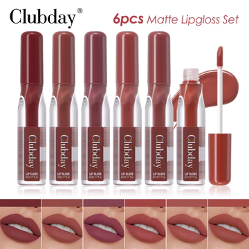 Bộ 6 Son Bóng Lì Nhung Mờ Clubday, Son Lì Lỏng Chống Thấm Nước Lâu Trôi Không Lem, Lên Màu Nâu Nude Sương Mù Cao Cấp Cho Trang Điểm Môi Hàng Ngày, Hẹn Hò, Dự Tiệc, Lễ Hội
