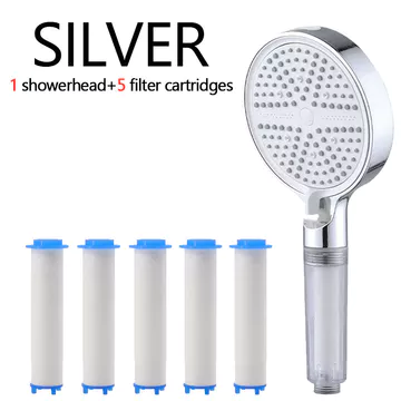 Đầu vòi sen lọc nước diện tích lớn kèm 5 lõi lọc thay thế | 6 chế độ điều chỉnh, vòi xịt 2 trong 1, siêu áp lực, gắn tường, phụ kiện phòng tắm
