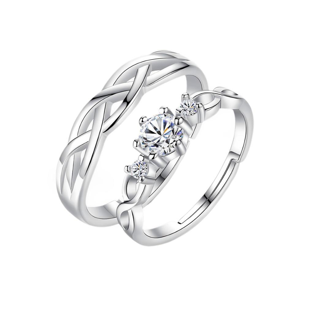 925 Silver Couple Rings, adjustable by Topick Fashion