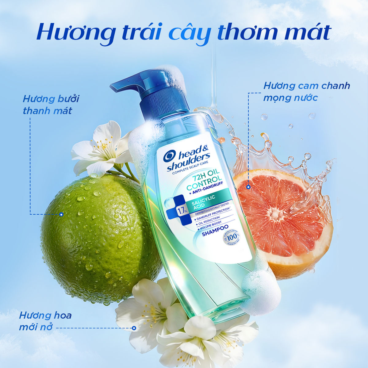 [MỚI] Dầu Gội HEAD & SHOULDERS 72 GIỜ Kiềm Dầu/ Giảm Ngứa Da Đầu Và Làm Sạch Gàu Vượt Trội - Chai 300g | BigBuy360 - bigbuy360.vn