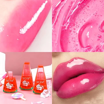 Son tint đổi màu hình dưa hấu, son bóng dưỡng môi lâu trôi, không dính, thiết kế dễ thương, nhỏ gọn, phù hợp trang điểm