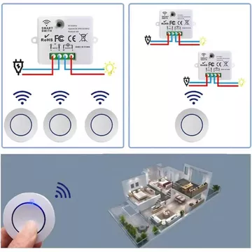 SAIMILI 】 Công tắc thông minh Công tắc không dây cho ánh sáng tại nhà Công tắc không dây RF433 tự cấp nguồn cho đèn Bộ công tắc đèn động học Công tắc đèn từ xa Nút nhấn không dây
