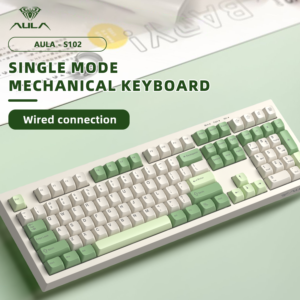Bàn phím cơ màng Aula S102 đầy đủ số 100% | Bàn phím êm cho văn phòng/PC chơi game | USB-C có dây, đèn RGB, cấu trúc silicon kem, chân đế công thái học | BigBuy360 - bigbuy360.vn
