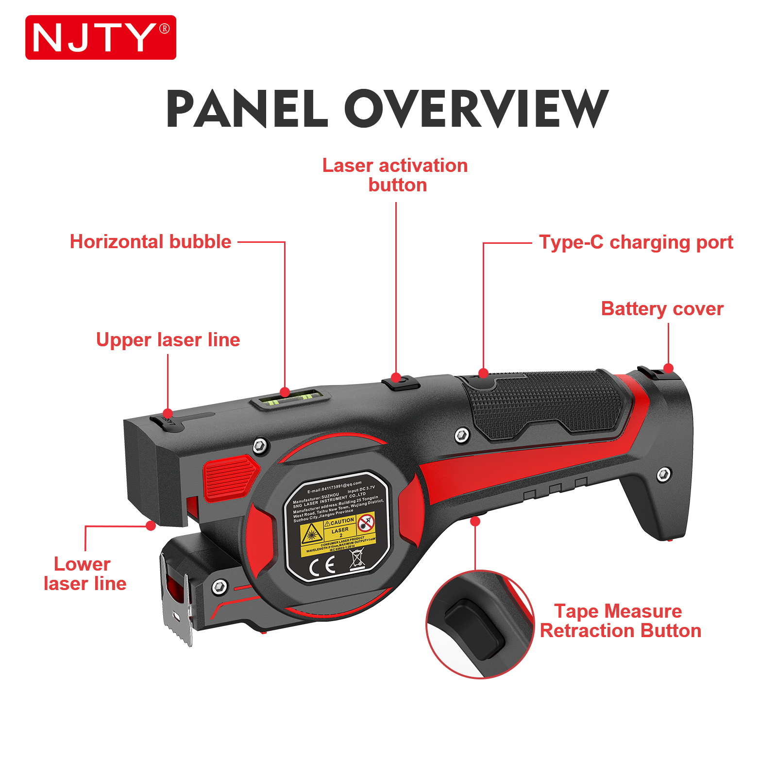 Thước đo băng laser 3 trong 1 One Piece NJTY ZF001, Laser XANH 5M ...