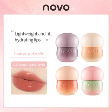 NOVO Son Bóng Dưỡng Ẩm, Bóng Mượt Không Dính, Son Tint Che Phủ Vết Nhăn Môi, Trang Điểm Môi Dưỡng Ẩm Như Thạch Với Dầu Hạt Hướng Dương Và Bơ Hạt Mỡ Cho Tiệc Hàng Ngày