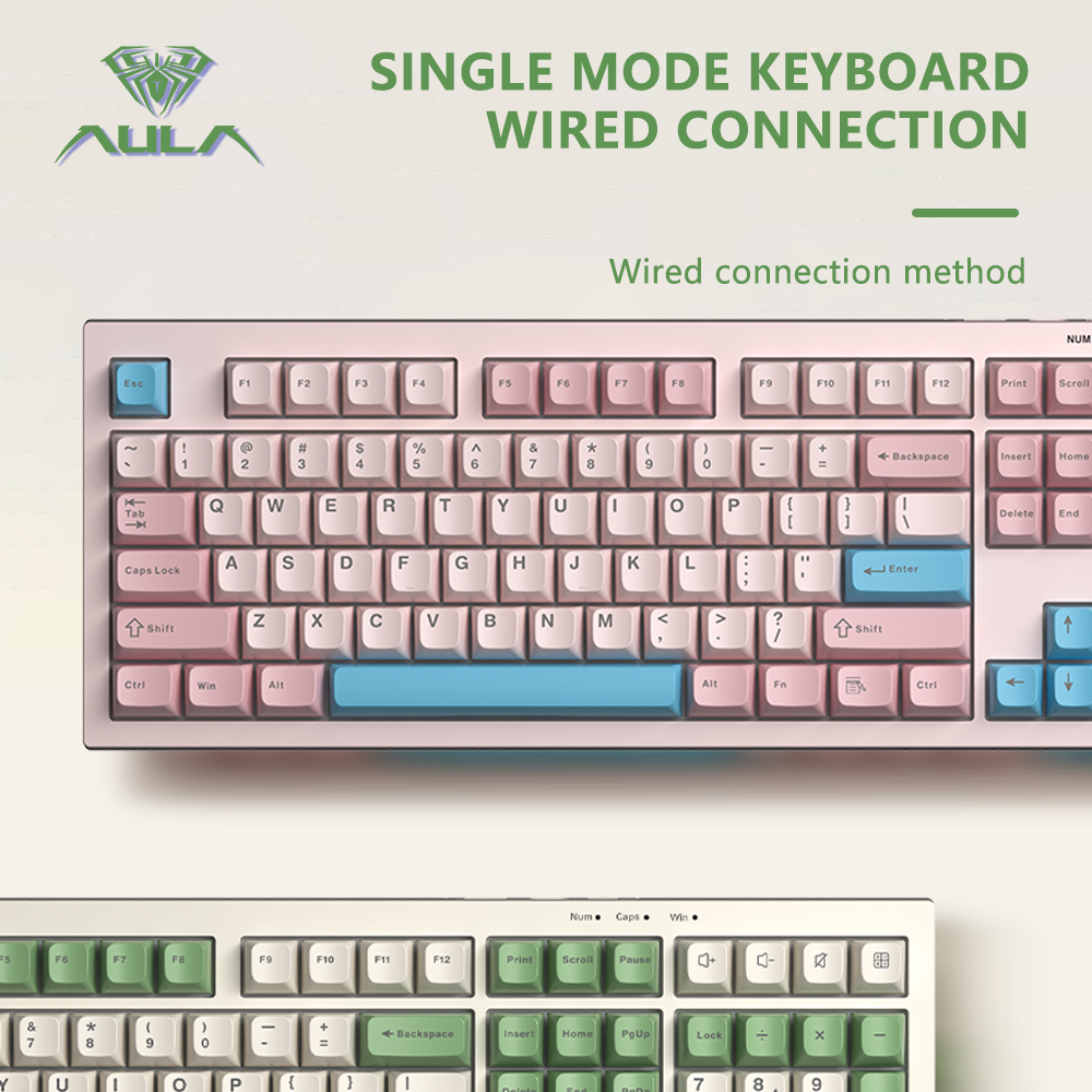 Bàn phím cơ màng Aula S102 đầy đủ số 100% | Bàn phím êm cho văn phòng/PC chơi game | USB-C có dây, đèn RGB, cấu trúc silicon kem, chân đế công thái học | BigBuy360 - bigbuy360.vn