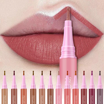 Bút kẻ viền môi chống nước Cos Skin 12 màu, bút viền môi lì, lâu trôi, chống lem, dễ kẻ, đầu mảnh, trang điểm môi chuẩn