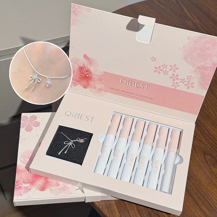 Bộ Son Bóng QIBEST Sakura Honey Lip Gloss, Son Bóng Gương, Son Lì Nhung, Son Mờ Sương, Son Môi Trang Điểm Làm Trắng, Hàng Trang Điểm Quốc Tế