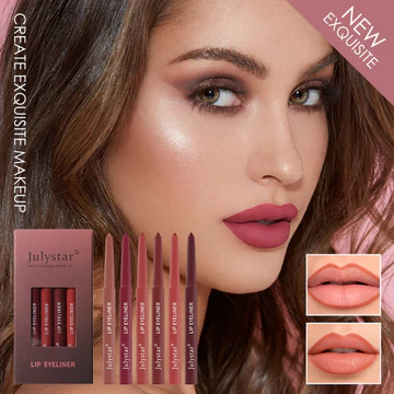 Bộ 6 chì kẻ môi mờ Julystar, chì môi nhung mịn, tông nude đỏ nâu lâu trôi, dụng cụ tạo viền môi chuẩn xác cho trang điểm môi hàng ngày