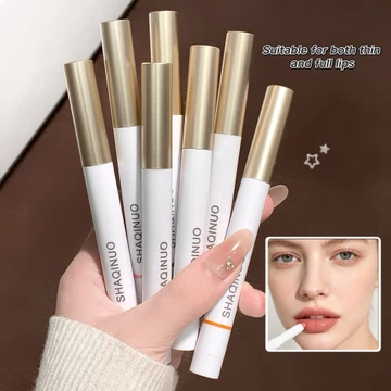 SHAQINUO chì kẻ môi lì, má hồng đa năng, kem môi mousse mềm mịn, kem lót môi 3D, trang điểm môi bền màu