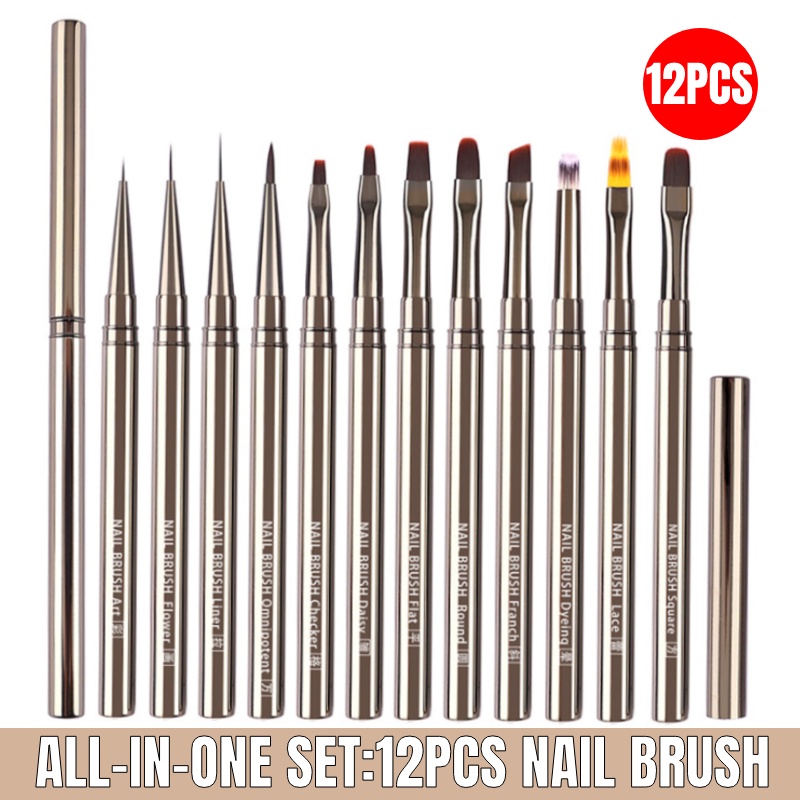  Bộ 12 cọ trang trí móng tay đa năng Meinaiqi, dùng để vẽ, kẻ viền, sơn gel UV, tạo hiệu ứng chuyển màu.