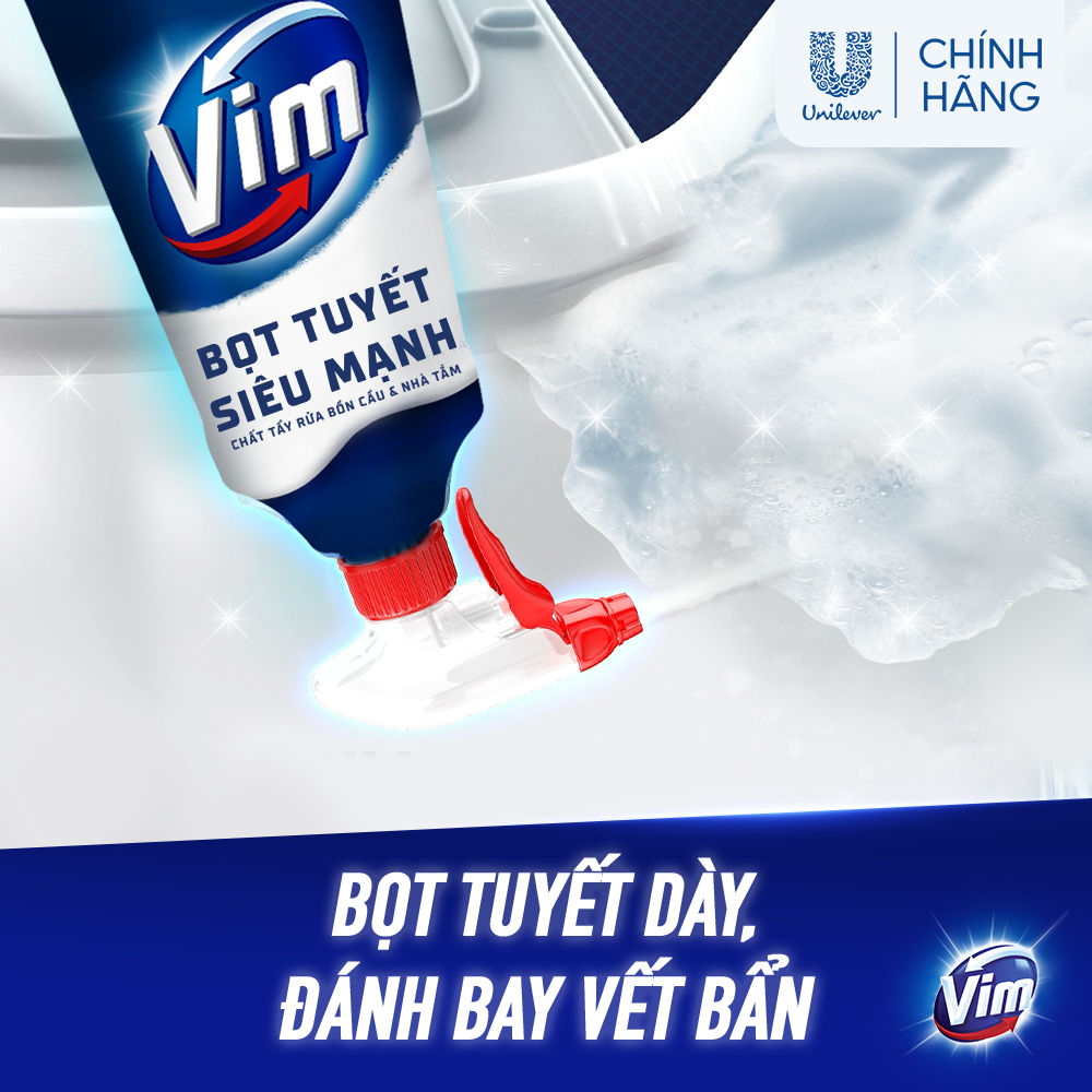 Bọt Tuyết Siêu Mạnh Tẩy Bồn Cầu và Nhà Vệ Sinh Vim | Diệt 99,9% Vi Khuẩn (500ml)