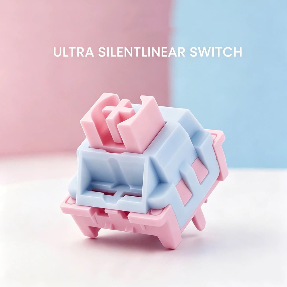 Bộ kit DIY switch cơ học tuyến tính êm Pink Cloud Silent Linear 50 chiếc kèm 10 phím PBT hồng, tặng kèm dụng cụ tháo switch cho bàn phím gaming custom | BigBuy360 - bigbuy360.vn