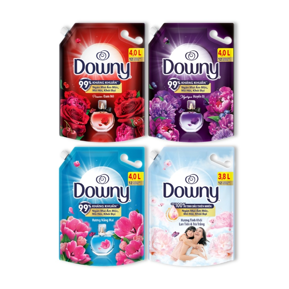 Nước Xả Vải DOWNY Hương Nước Hoa Cao Cấp/ Chống Khuẩn Nhiều Mùi Hương Túi 3.8L-4L
