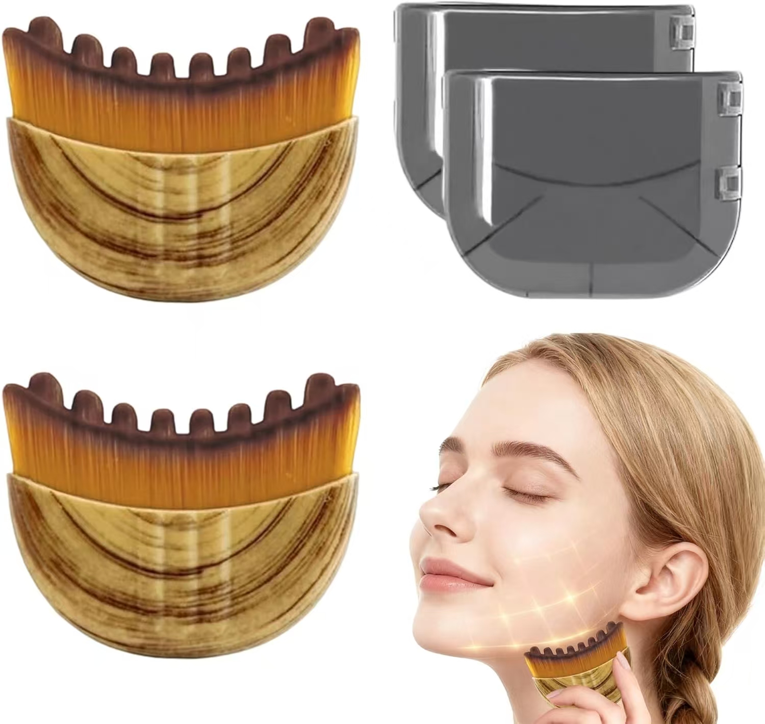 Bàn chải Massage thoát nước bạch huyết FaceSculpting Pro, Công cụ đường viền mặt & hàm mềm mại tiện dụng, đa dụng để làm sạch kem má hồng, có hộp đựng, Quà tặng lý tưởng