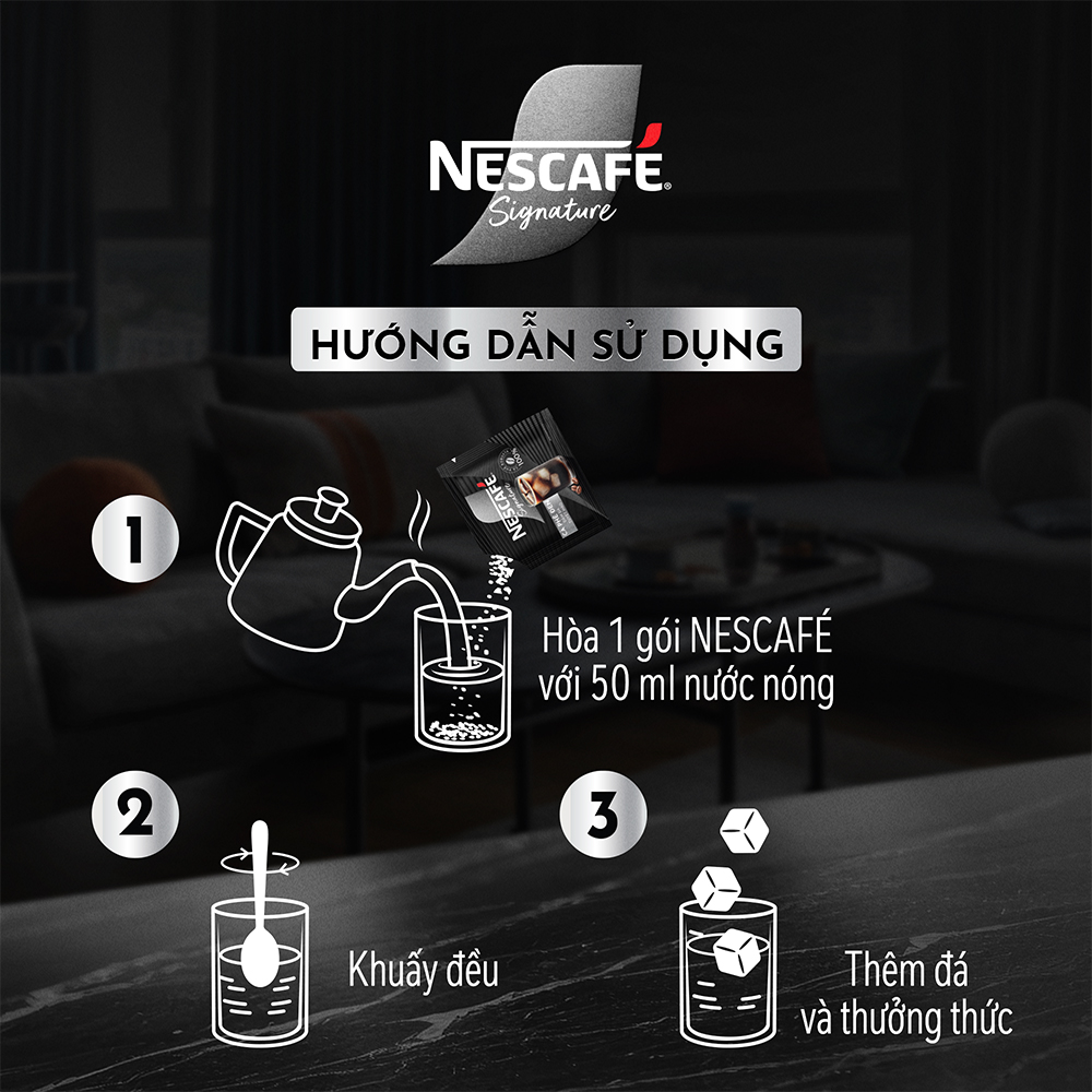 [GRO - Quà tặng không bán] Cà phê đen hòa tan NESCAFÉ Signature Hộp 10 gói ĐẬM ĐÀ TUYỆT HẢO