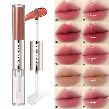 Kakahow Son Môi 2 Trong 1, Bóng & Lì, Dưỡng Ẩm, Bám Màu Lâu, Son Thỏi Kiểu Hàn Quốc