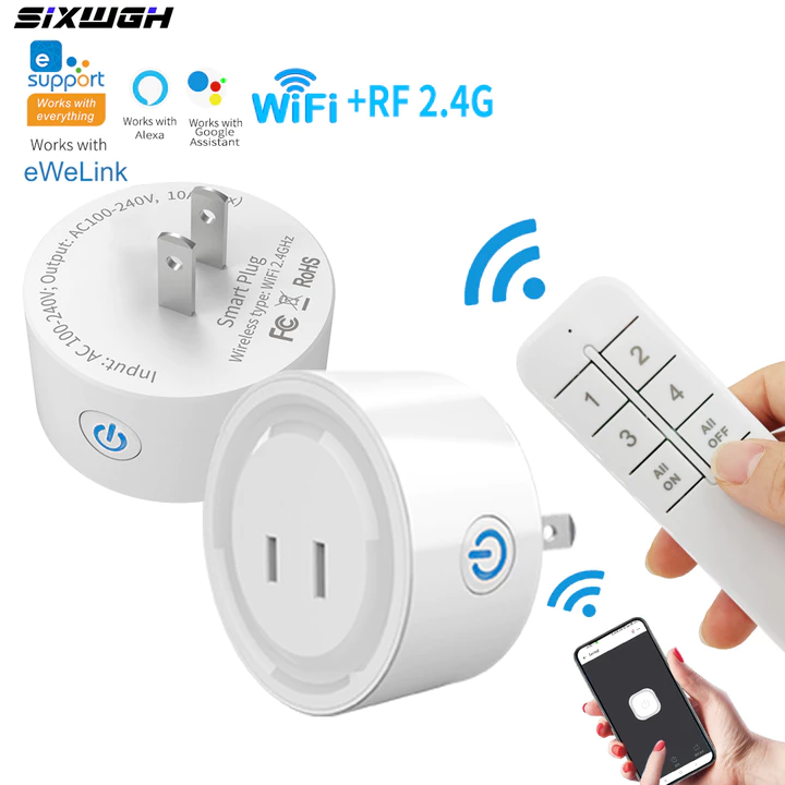 Ổ cắm thông minh EWeLink WiFi Bộ điều khiển không dây cắm phẳng 2 chân cho Alexa