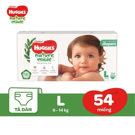 Tã Dán Huggies Platinum Nature Made Size S82/M64/L54/XL44