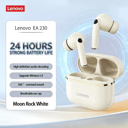 Tai nghe Lenovo EA230 Tai nghe Tai nghe không dây trong tai Tai nghe nhét tai 40H Thời gian chơi Bluetooth5.4 Tai nghe có độ trễ thấp Âm thanh HiFi Âm nhạc Sử dụng hàng ngày Du lịch
